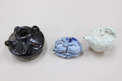 Three Chinese Glazed Ceramic Water Droppers