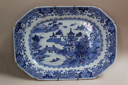 Antique Chinese Blue and White Porcelain Platter