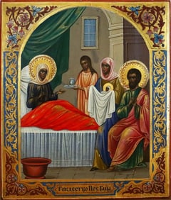 RUSSIAN ICON: THE NATIVITY OF THE MOTHER OF GOD