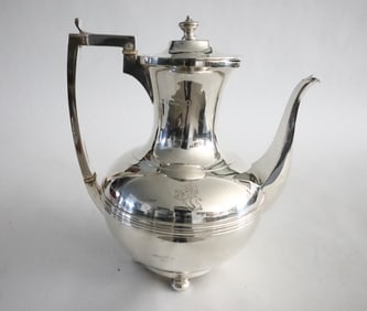 English silver coffee pot, circa 1900