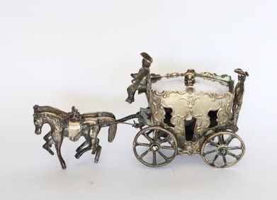 19th C.Dutch Silver Miniature of Carriage