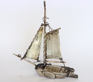 1900 Dutch silver miniature of Sailing Boat.
