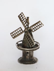 1900 Dutch silver miniature of windmill. Mark silver on the base.