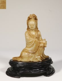 Chinese Soapstone Carved Guanyin Statue