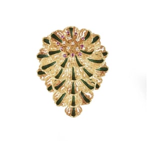 Vintage Italian Corletto 18 Karat Yellow Gold Broo