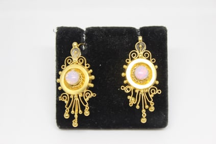 Victorian-style Gold and Opal Earring Set