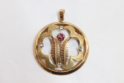 14K Gold Floral-inspired Pendant