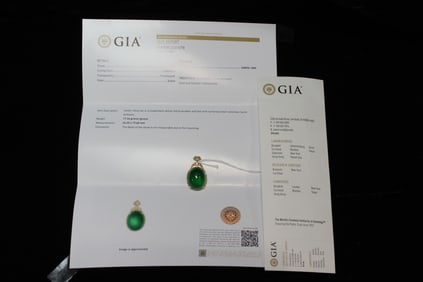 Green Jadeite Pendant Necklace w GIA Certificate