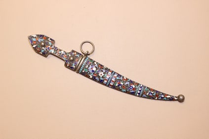 Russia Vintage Caucasus Silver and Enamel Dagger