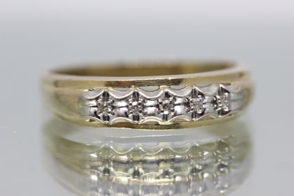 vintage 14K Gold and Diamond Band/Anniversary Ring