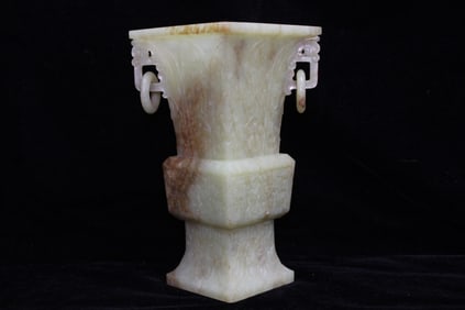 Chinese Square-form Jade Vase