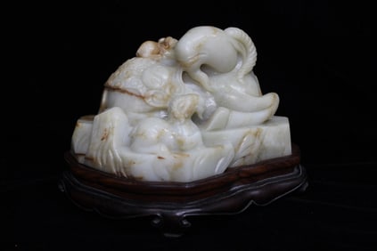 Chinese Jade Carved  Goat