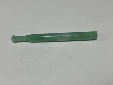 20th.C Chinese Green Jadeite Pipe