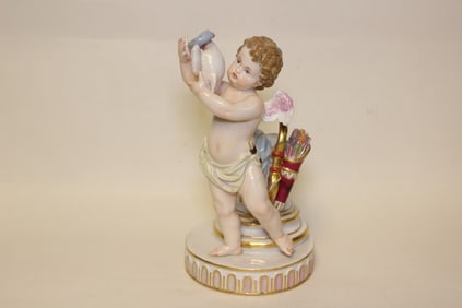 Antique Meissen Porcelain Cherub Figurine