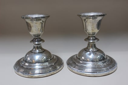 Pair of Weighted Sterling Silver Candle Holder