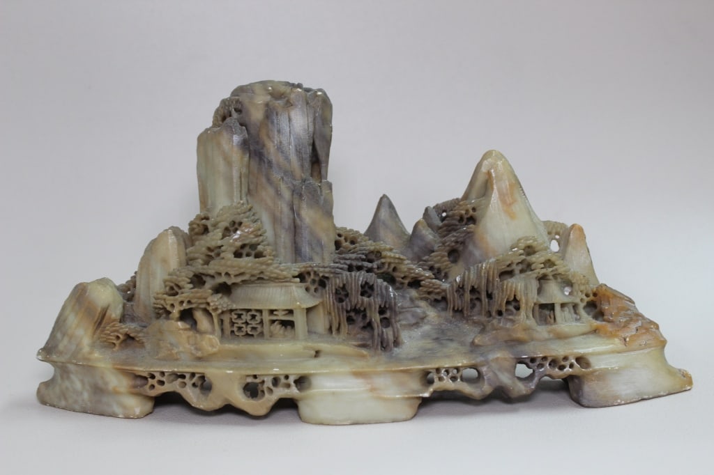 Chinese Soapstone Carved Mountain Landscape (1 of 4)