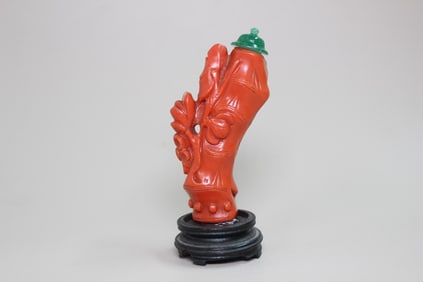 Chinese Red Coral Carved Snuff Bottle