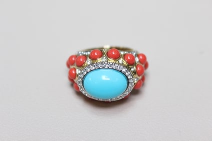 Vintage Oval-Shaped Blue Turquoise Ring