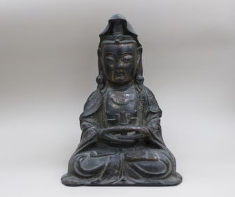 18th.CChinese Bronze Seated Guanyin Statue