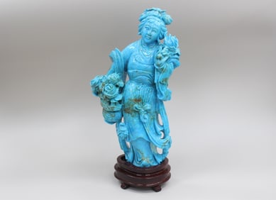 Chinese Turquoise Carved Immortal,