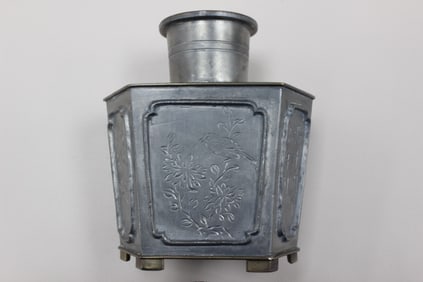 Chinese Hexahedron Pewter Tea Caddy