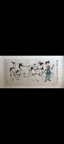 Chinese Ink Color Scroll Painting.