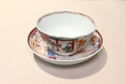 Chinese Rose Madellion Cup and Plate