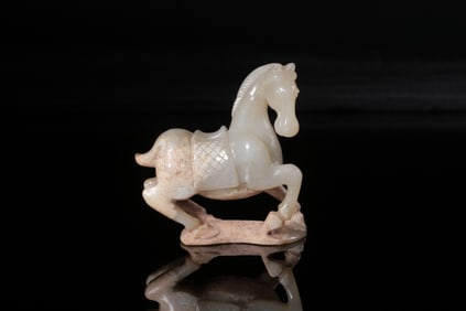 CChinese Hetian JAde Carve  Horse w Russet
