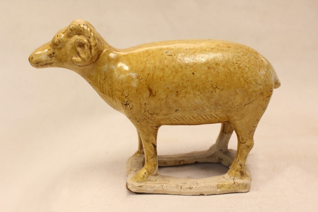 Chinese Tang Sancai Goat: Chinese Tang Sancai Goat . Dimension:8"Long Provenance: From an Long Island Private Collector