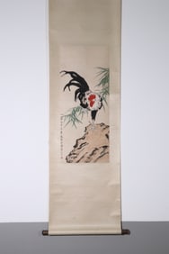 Chinese Ink Color Scroll Painting, Signed