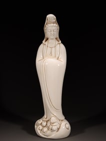 Chinese White Glazed Porcelain Guanyin Statue