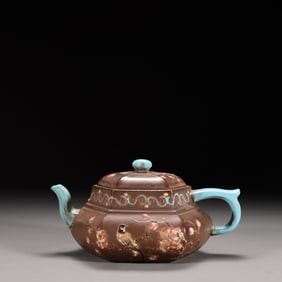Chinese Enamel Yixing Zisha Teapot, Wu Yungen