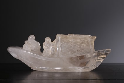 A Chinese Crystal CArved Boat