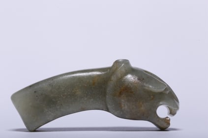 Chinese Jade Carved Tiger Handle