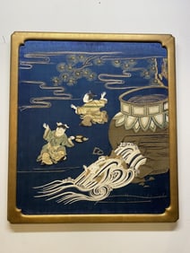 Large Japanese Silk Embroidery Panel