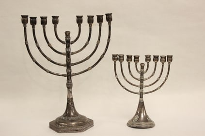 Two Hanukkah menorahs