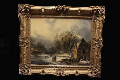 Oil Painting on Board of a Winter Landscape