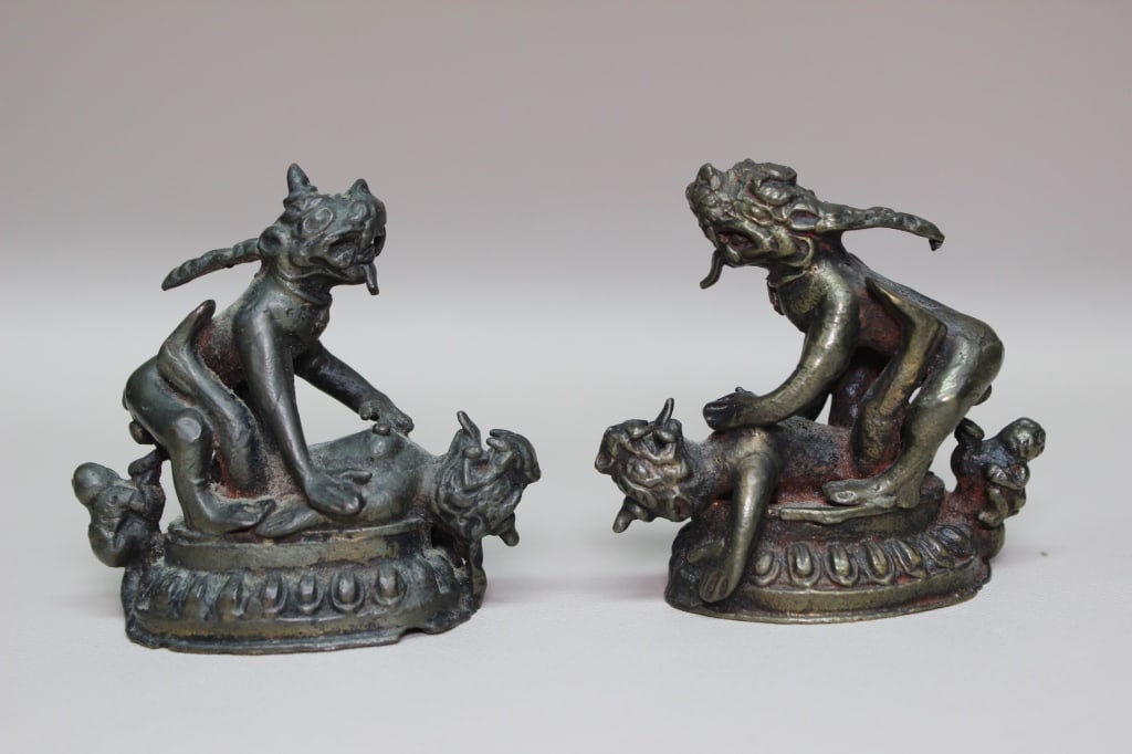 Tibetan Bronze Erotic Figurine in an explicitly se (1 of 6)
