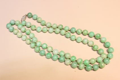 Qing Dynasty Chinese Jadeite Beads Necklace w