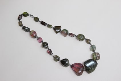 multi-colored tourmaline "nugget" necklace