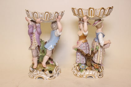 Pair of Meissen Figural Compote