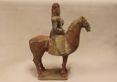 Chinese Tang Pottery Figural Ride on Horse