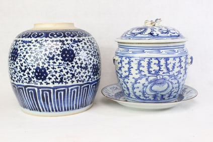 Two Chinese Blue and White Porcelain Jar