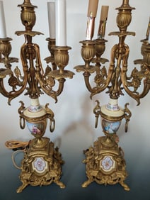 Vintage Candelabra Table Lamps in a French Rococo Revival style