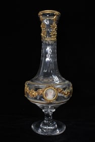 Clear Glass Vase w Metal Mounted