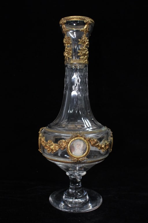 Clear Glass Vase w Metal Mounted: Clear Glass Vase w Metal Mounted . 10 1/2"inch Height.