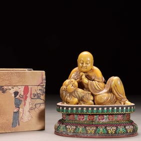 Chinese Soapstone Carved Luohan Figural