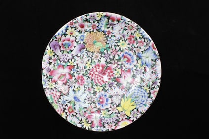 Chinese Millefleurs Design Porcelain Plate.Mark