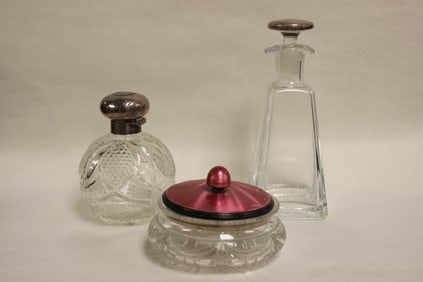 Three Crystal Decanter,perfume bottle,covered jar