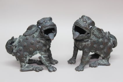 Antique Chinese Bronze Guardian Lions